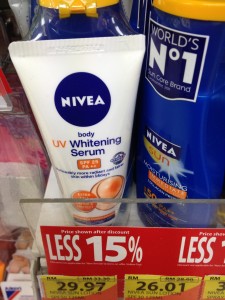 Whitening serum sold with the sunscreen, so you can actually get paler while at the beach